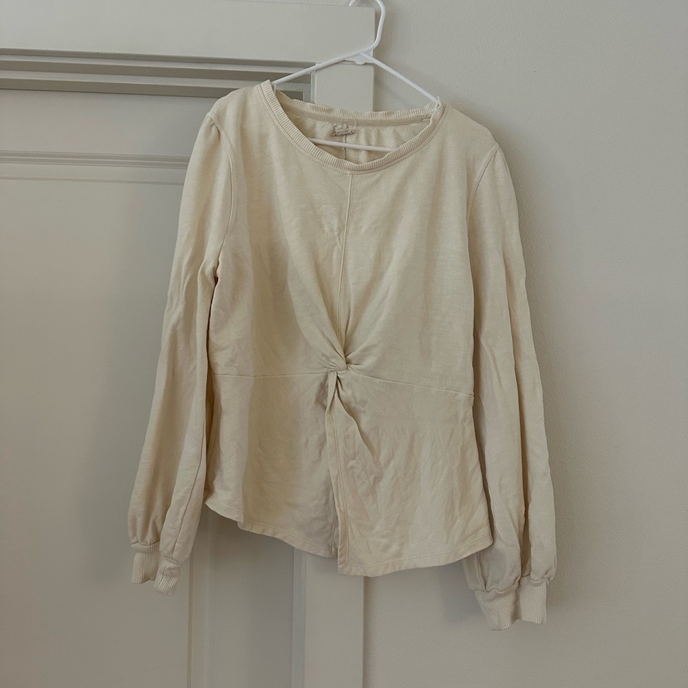 Pilcro Beige Long Sleeve Top with Twist Detail